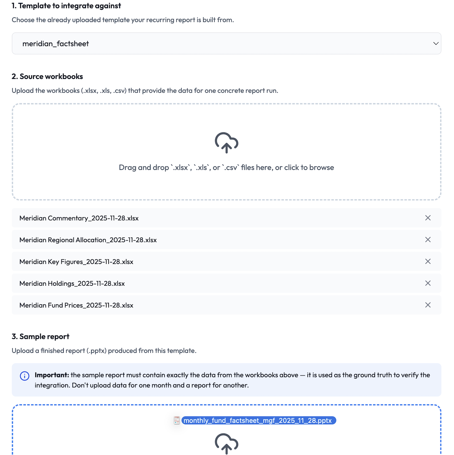 Automated report onboarding form